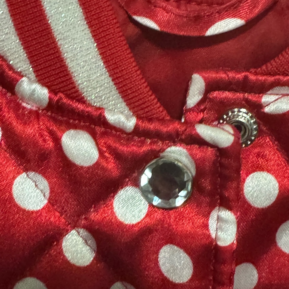 Minnie Mouse Red & white tPolka Dot Quilted Jacket excellent condition size 5/6 - Picture 4 of 9